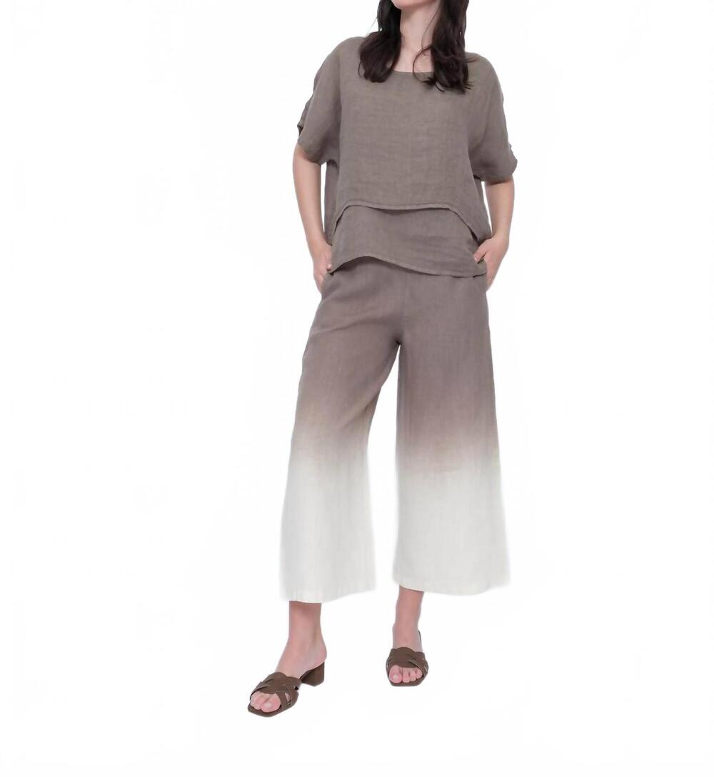 NEW BLUEBERRY wide leg crop pants in latte ombre